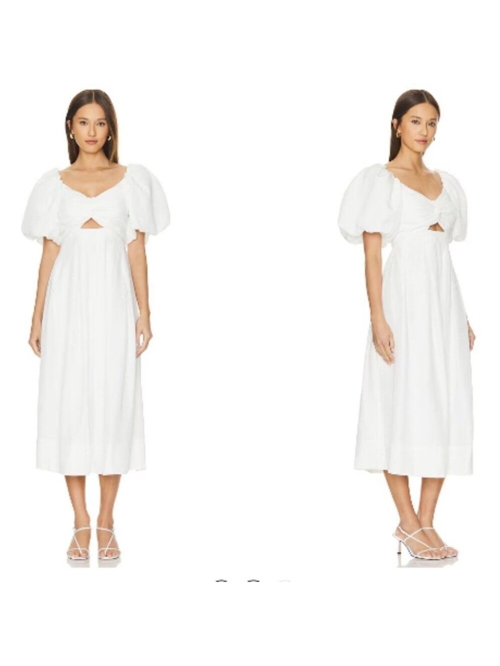 ASTR the label Serilda White Puff-Sleeve Midi Dress